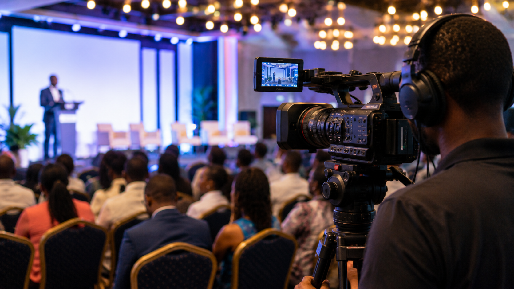 Event video coverage crew filming a live event in Lagos